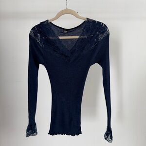oscalito wool and silk long sleeve with lace layers